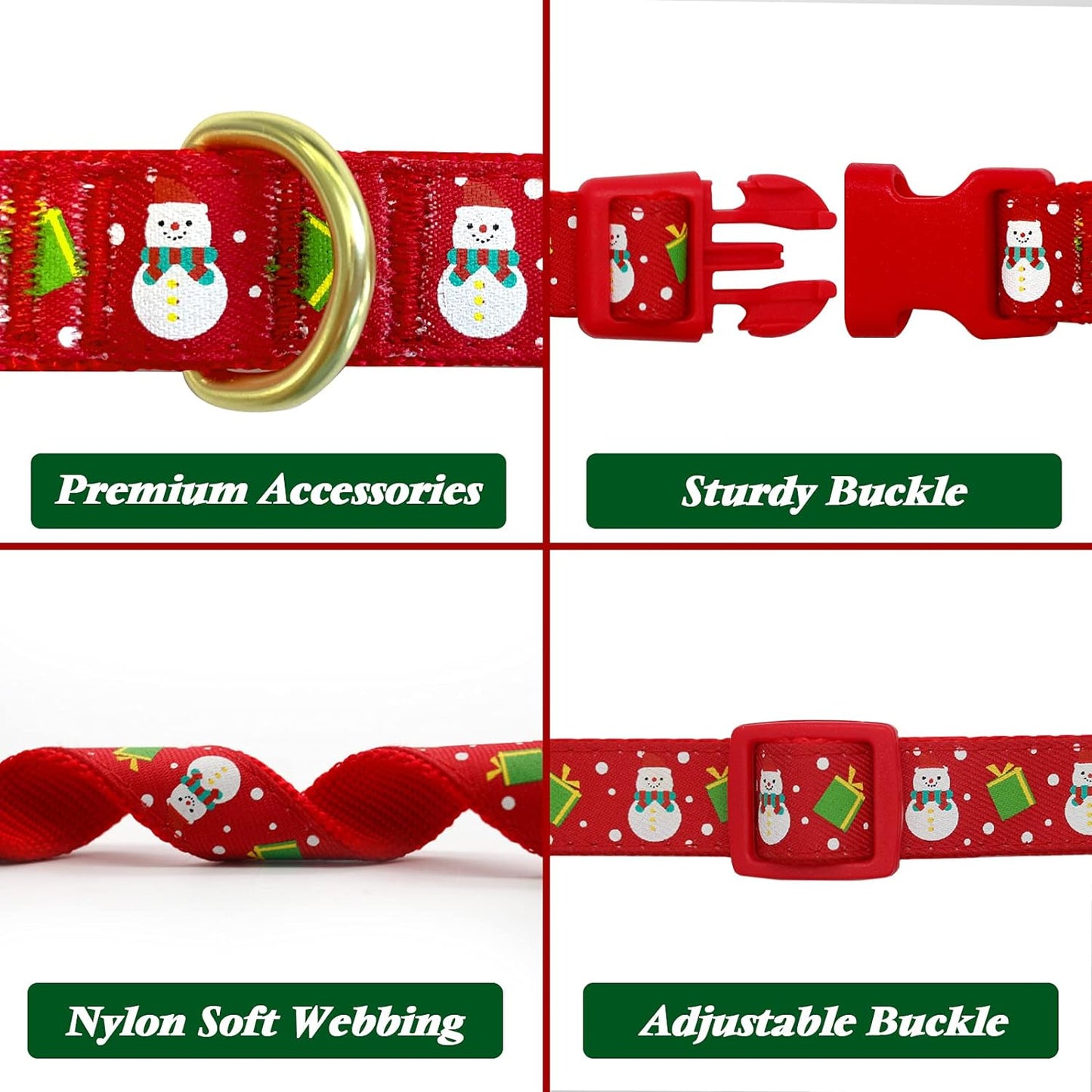 FurTip Christmas Dog Collar with Christmas Bow Tie