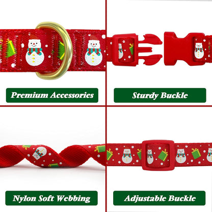 FurTip Christmas Dog Collar with Christmas Bow Tie