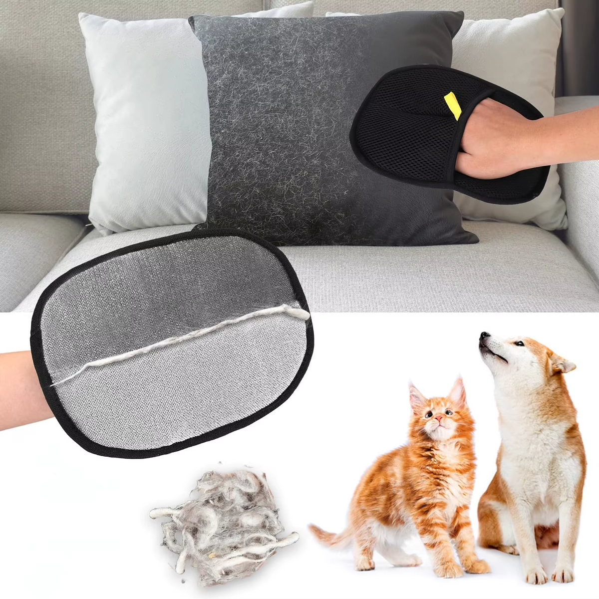FurTIP Double-Sided Pet Grooming Gloves - 2-in-1 Design