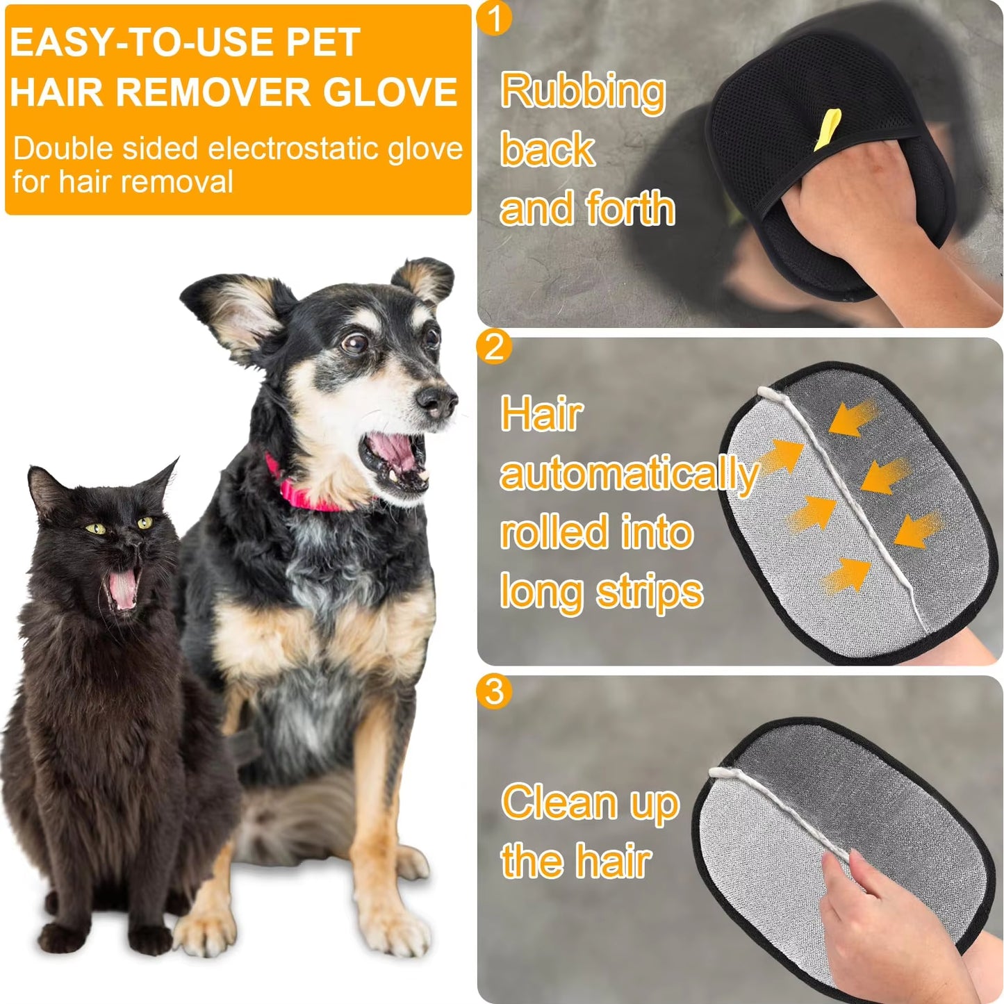 FurTIP Double-Sided Pet Grooming Gloves - 2-in-1 Design