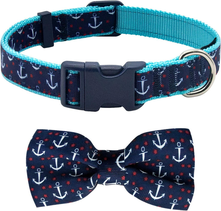 FurTip Christmas Dog Collar with Christmas Bow Tie