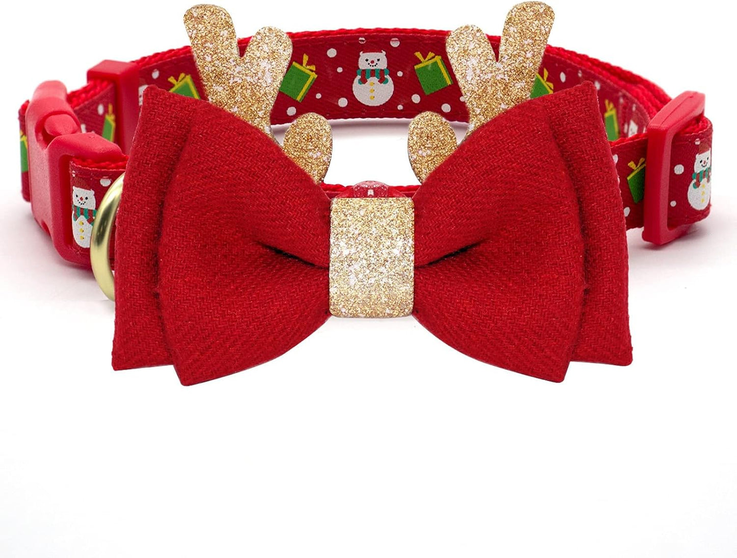 FurTip Christmas Dog Collar with Christmas Bow Tie